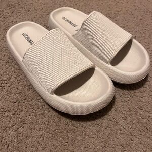 Cushionaire Women's Classic White Slide Sandals